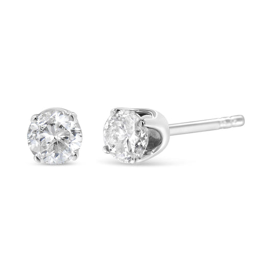 14K White Gold 5/8 Cttw Round Brilliant- Diamond 4 Earrings - (F-G Color, VS1-Vs