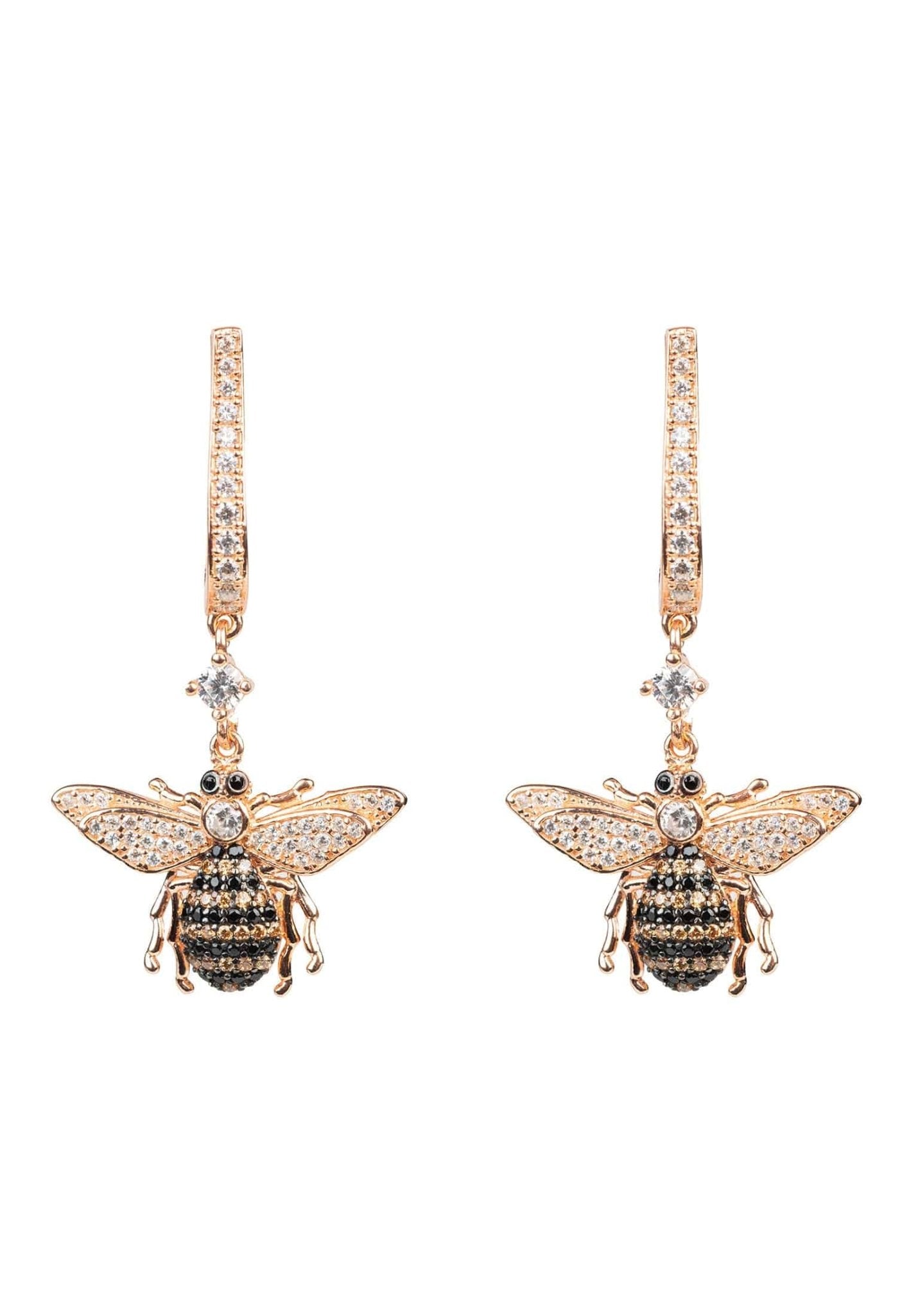 Honey Bee Drop Earrings Rosegold