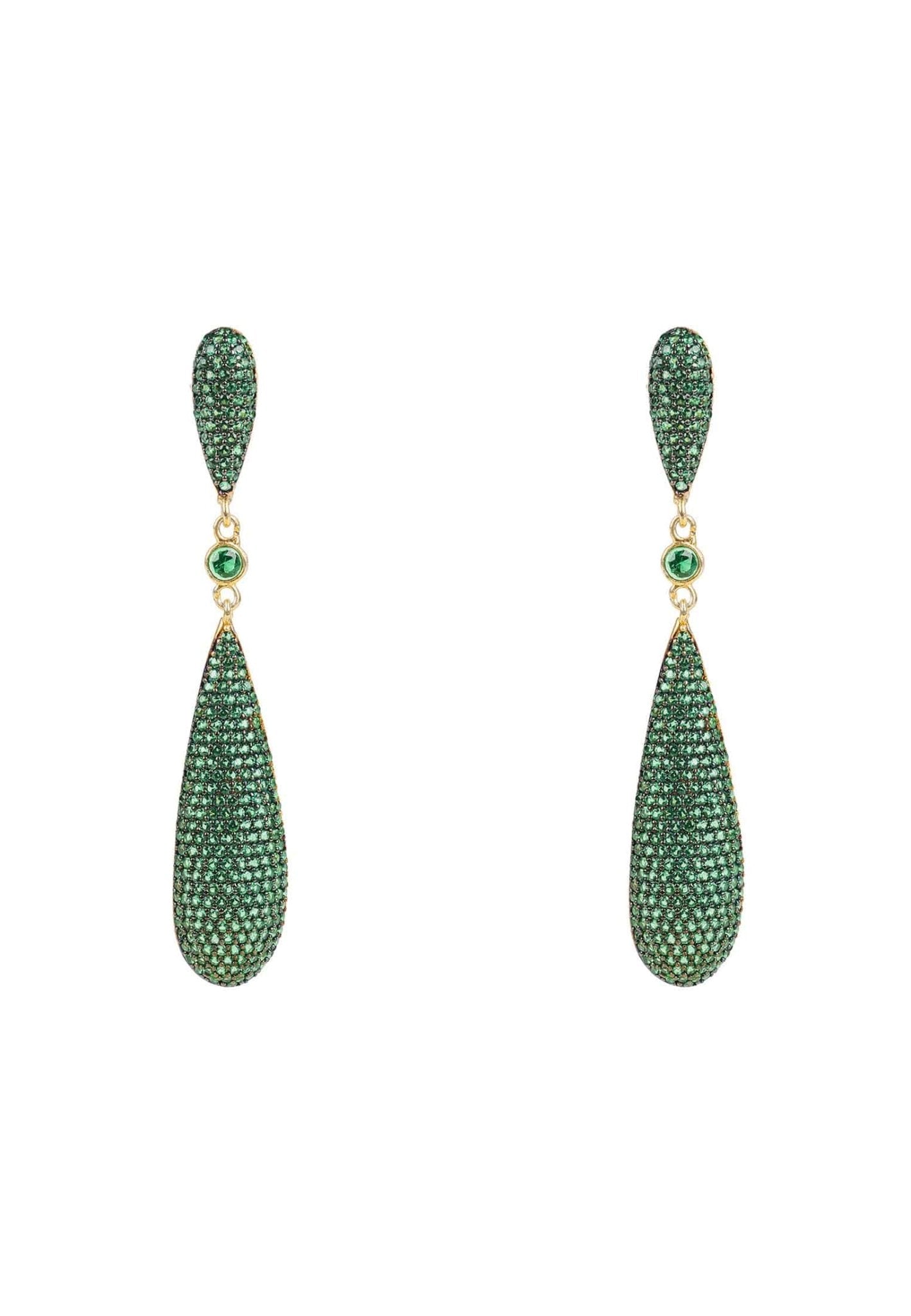 Latelita Long Drop Earrings Emerald Green Cz
