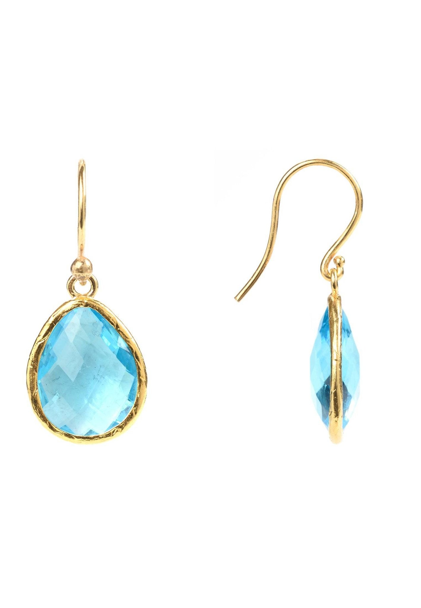 Petite Drop Earrings Blue Topaz Hydro Gold