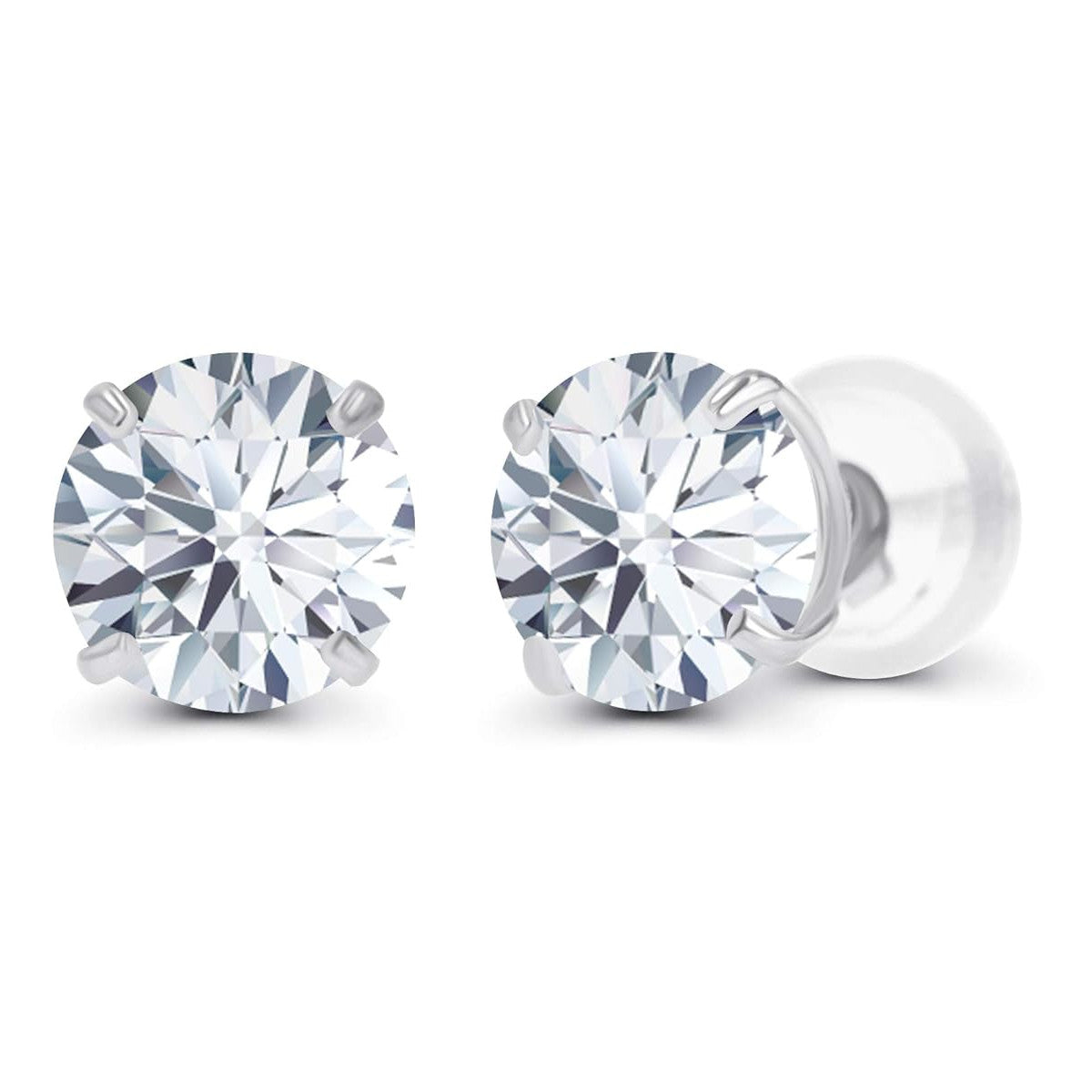 2.50 CTW AGI Certified Lab-Grown Diamond Stud Earrings in 14K White Gold