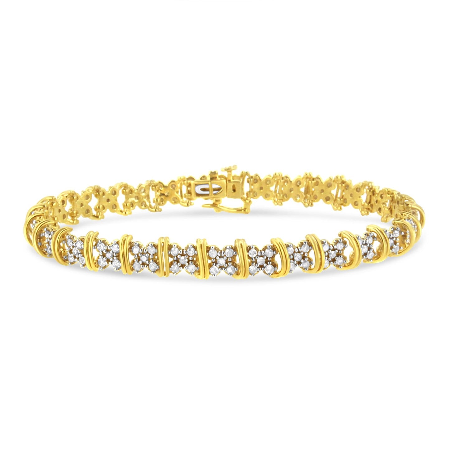 Bracelet 10K Yellow Gold Plated .925 Silver 2.0 Cttw Round Diamond