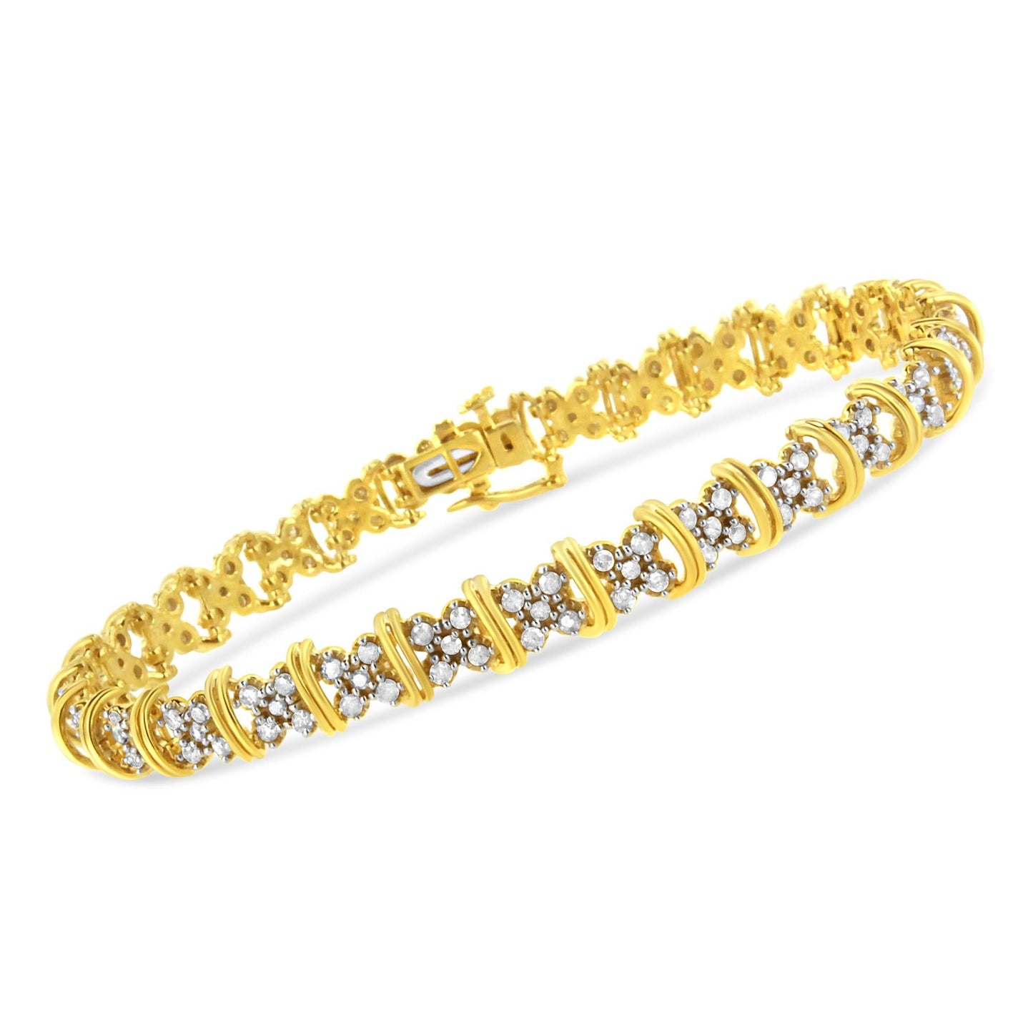 Bracelet 10K Yellow Gold Plated .925 Silver 2.0 Cttw Round Diamond