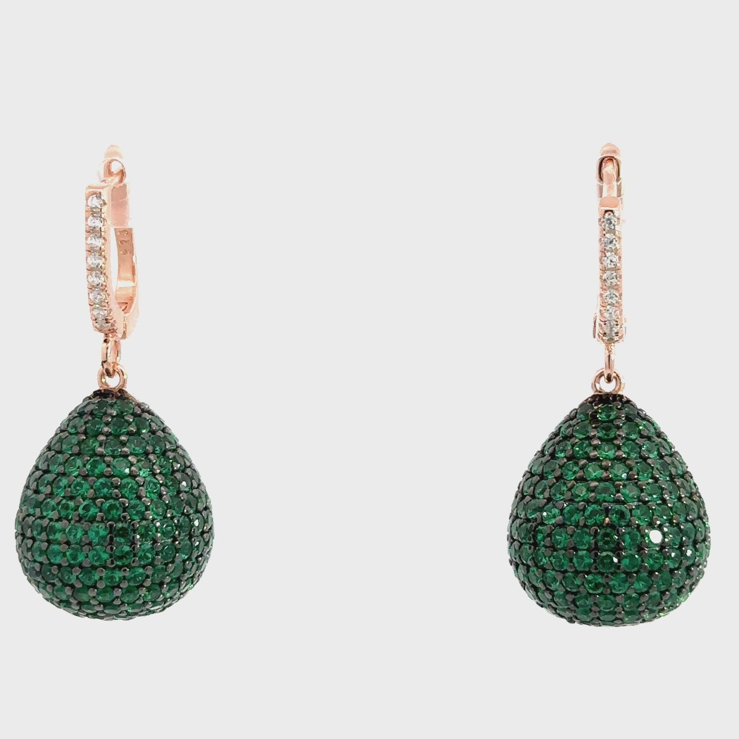 Valerie Pear Drop Gemstone Earring Rosegold Emerald Green