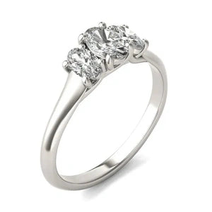 CTW Oval Lab Grown Diamond Three Stone Engagement Ring 14K White Gold (G-Vs)