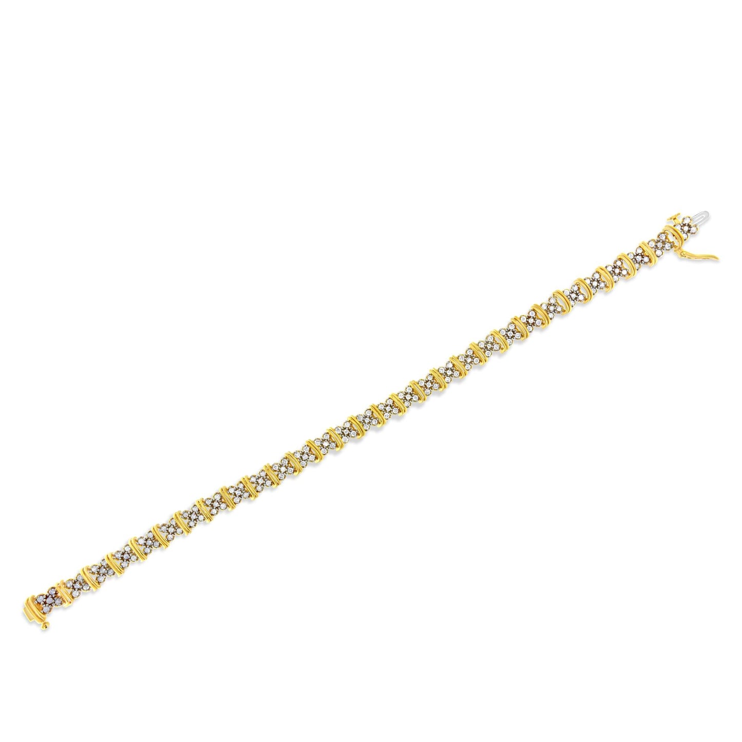 Bracelet 10K Yellow Gold Plated .925 Silver 2.0 Cttw Round Diamond