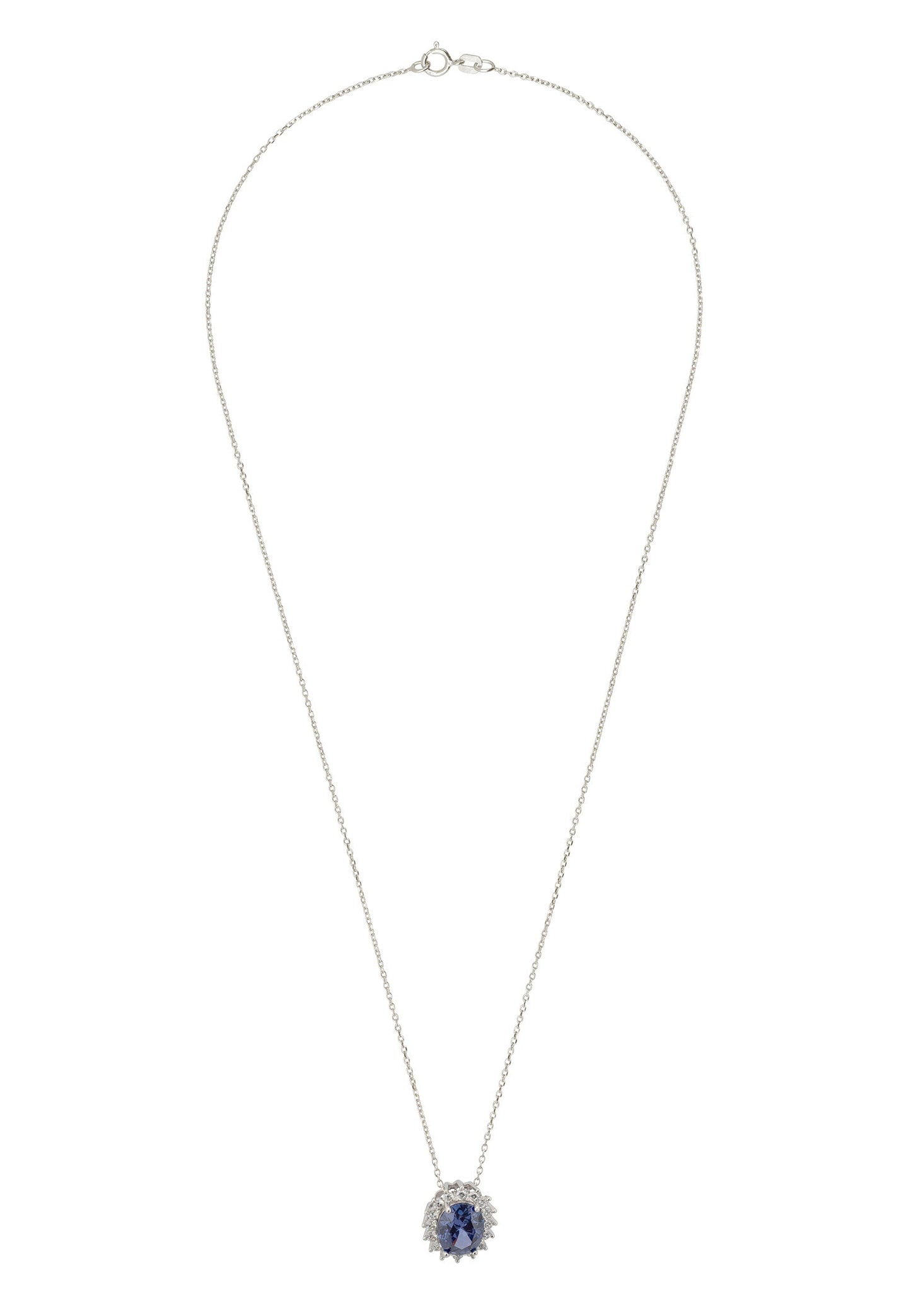 Tatiana Oval Tanzanite Pendant Necklace Silver