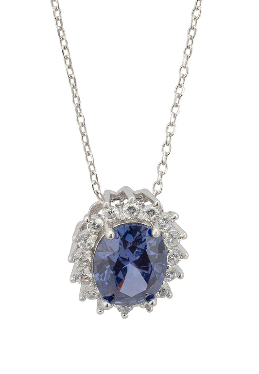Tatiana Oval Tanzanite Pendant Necklace Silver