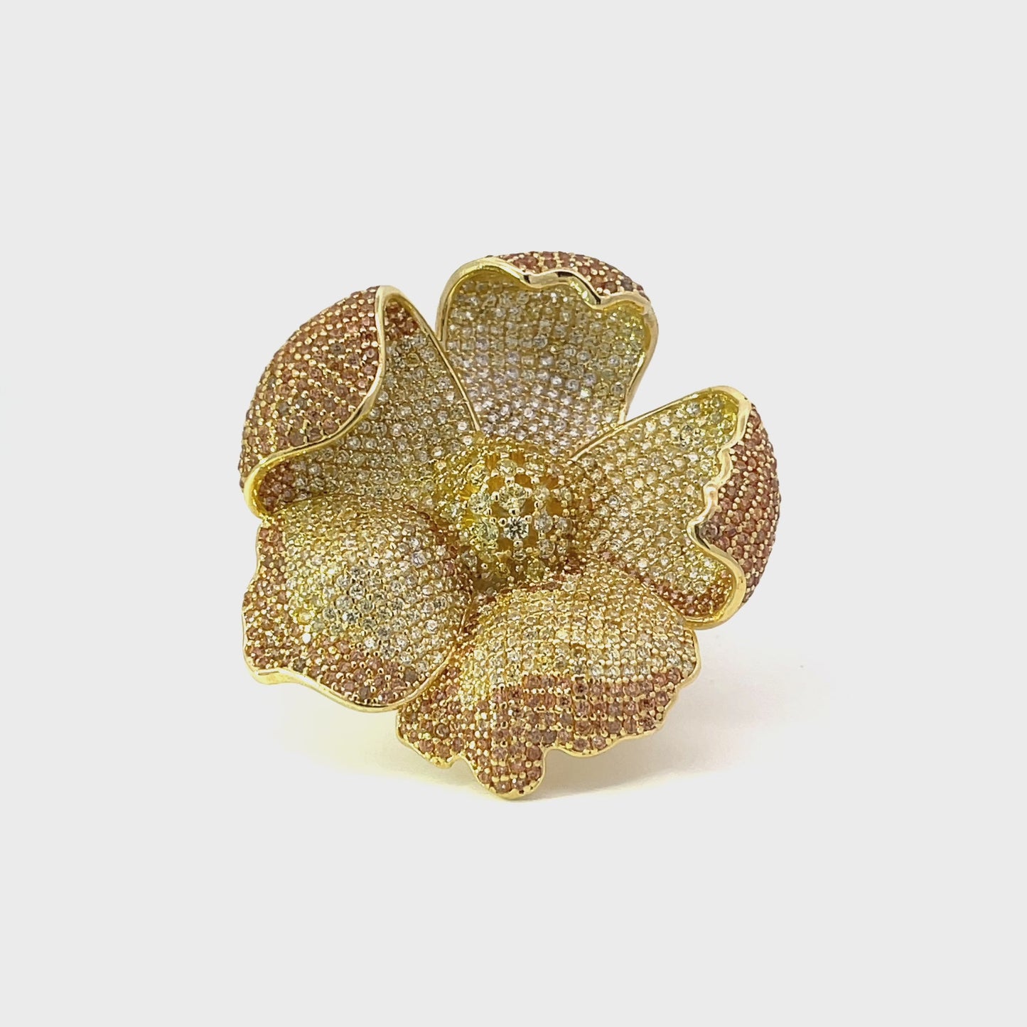 Poppy Flower Lemon Ring Gold