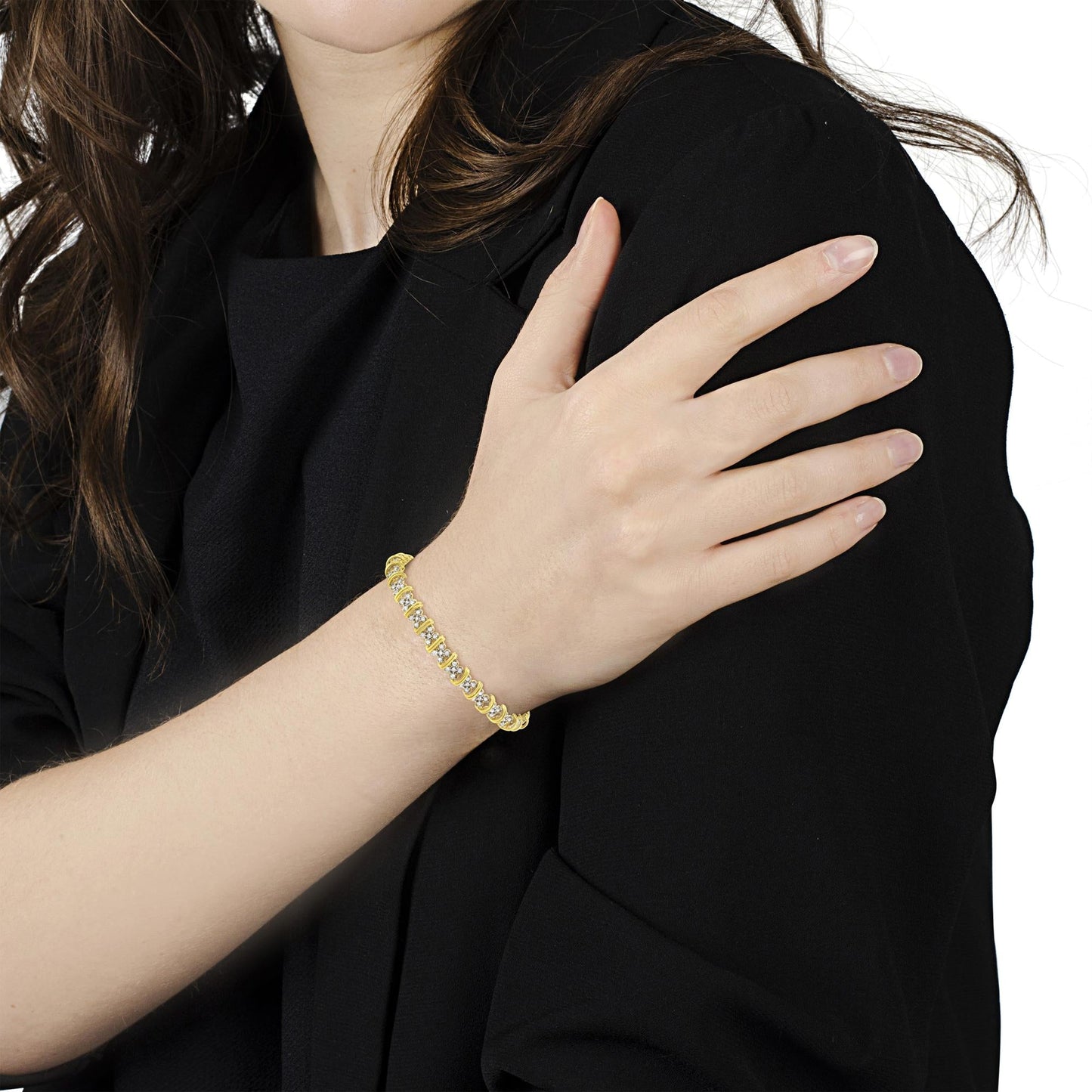 Bracelet 10K Yellow Gold Plated .925 Silver 2.0 Cttw Round Diamond