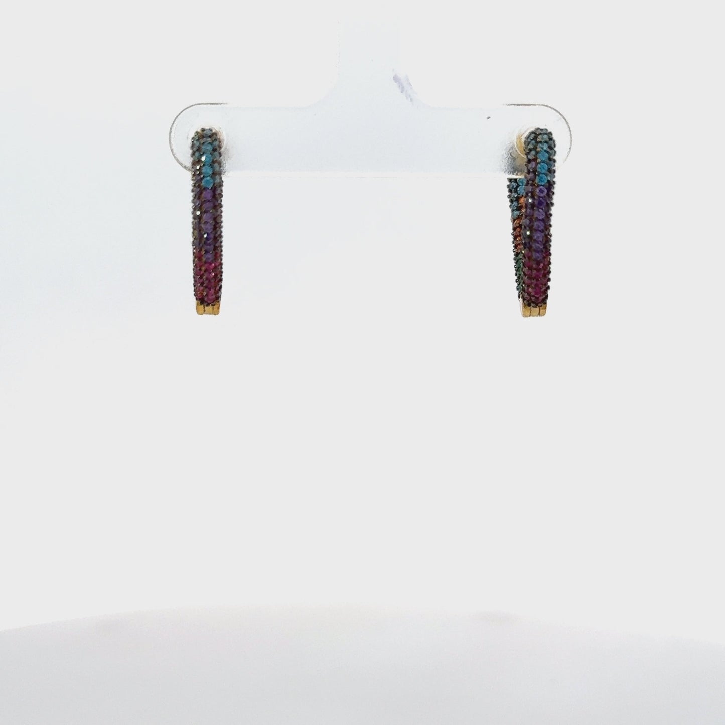 Rainbow Heart Huggie Earrings Gold