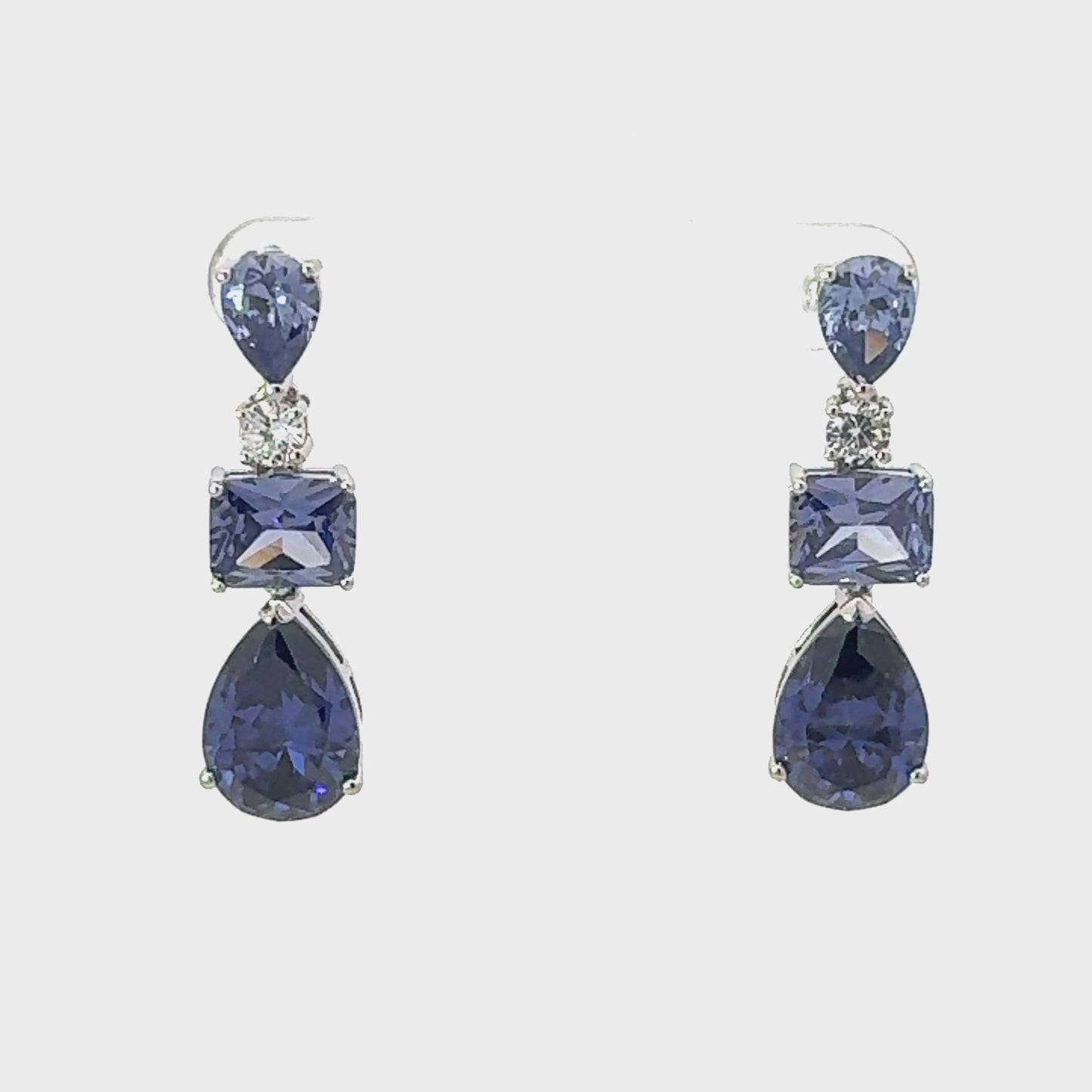 Valentina Drop Earrings Silver Tanzanite