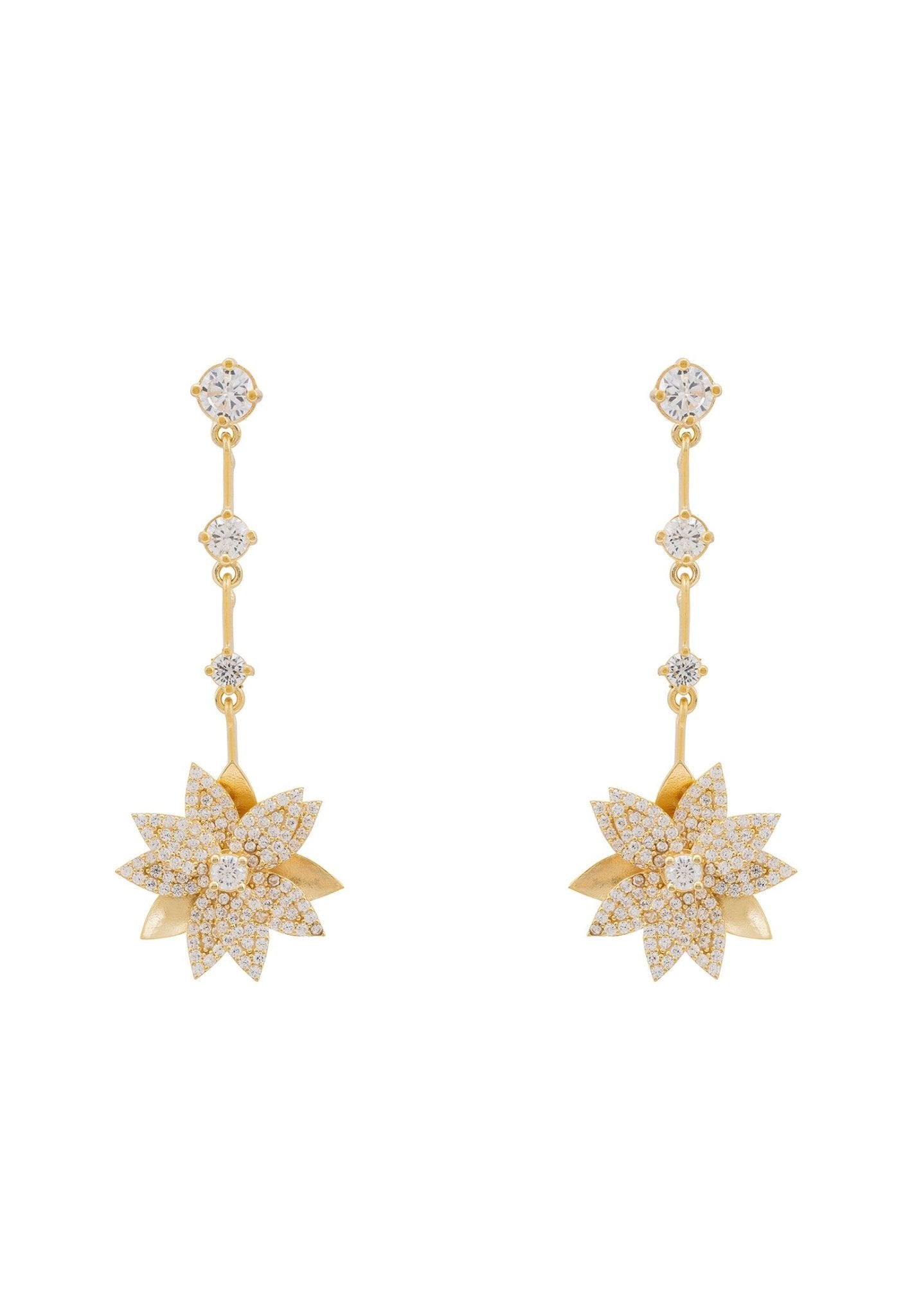 Dahlia Drop Earrings Gold White
