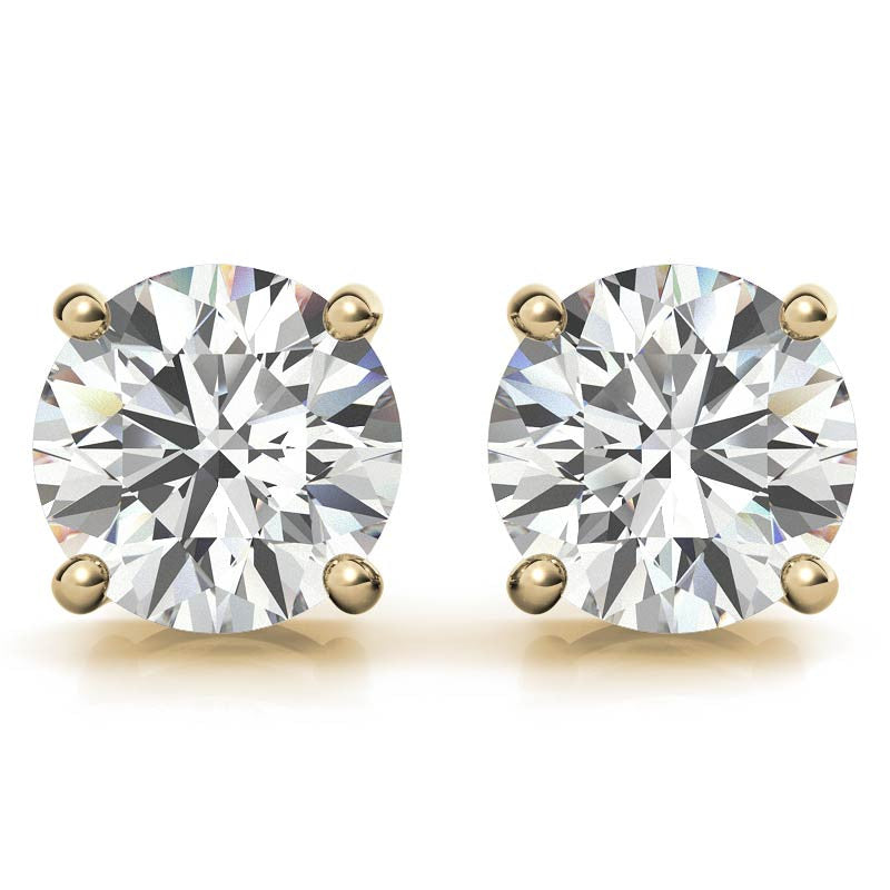 Earrings Grown Diamond Stud Earrings in 14K White or Yellow Gold-1 CTW or 2 CTW