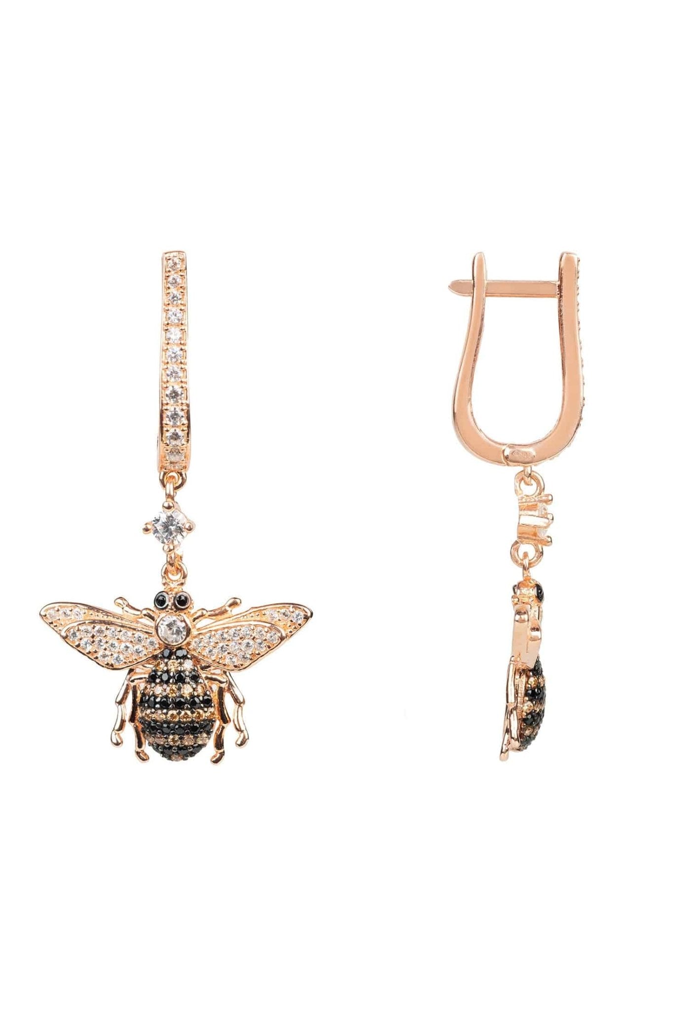 Honey Bee Drop Earrings Rosegold