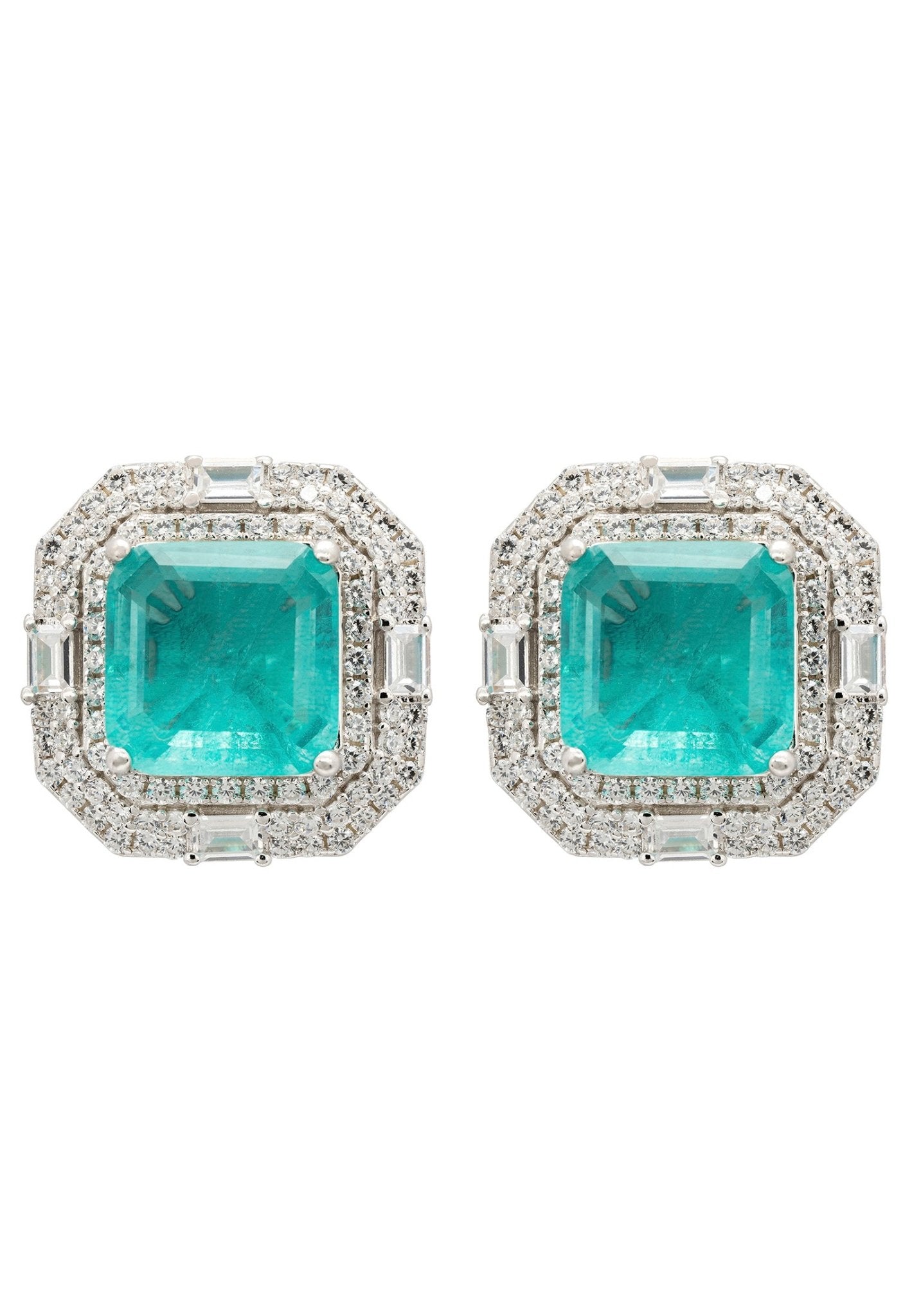 Madeleine Paraiba Tourmaline Large Stud Earrings Silver