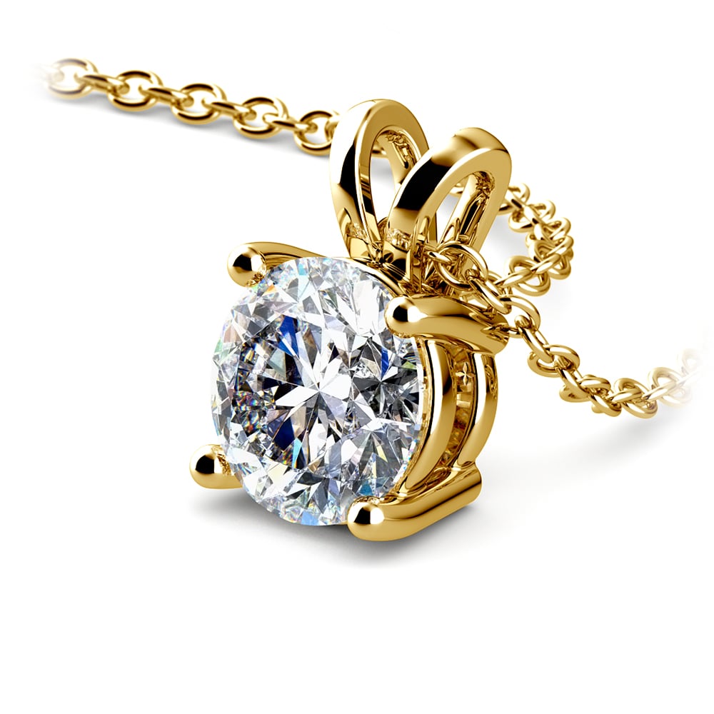 Pendant 1.50 Ctw Prong Set  Diamond Pendant in White/Yellow Gold G-Vs