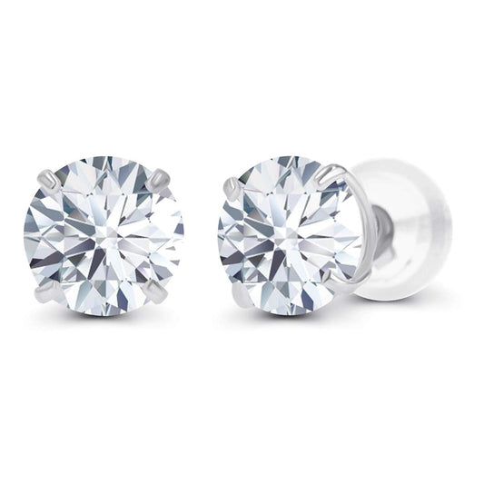 2.50 CTW AGI Certified Lab-Grown Diamond Stud Earrings in 14K White Gold