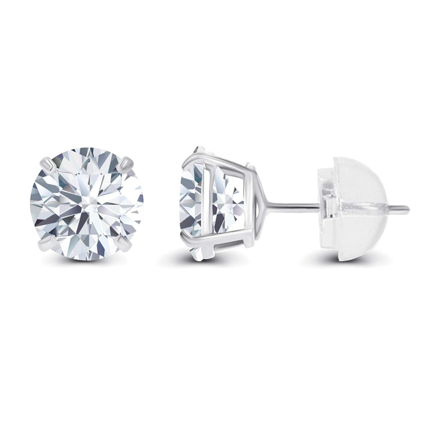 2.50 CTW AGI Certified Lab-Grown Diamond Stud Earrings in 14K White Gold