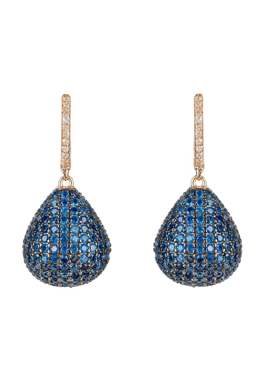 Valerie Pear Drop Gemstone Earring Rosegold Sapphire Blue