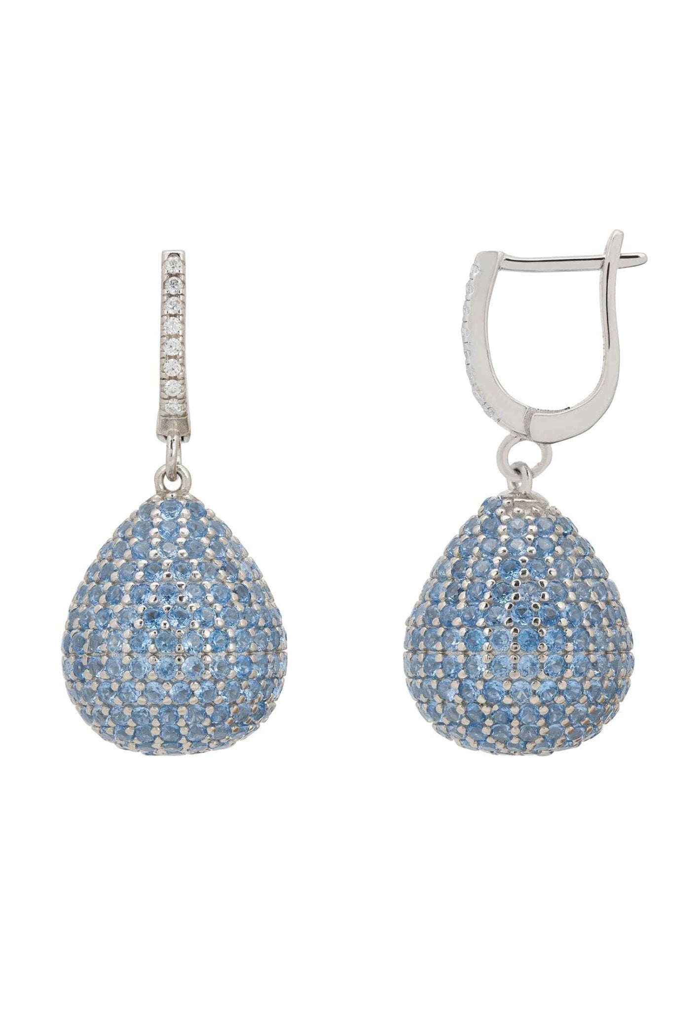 Valerie Pear Drop Gemstone Earrings Silver Ice Blue