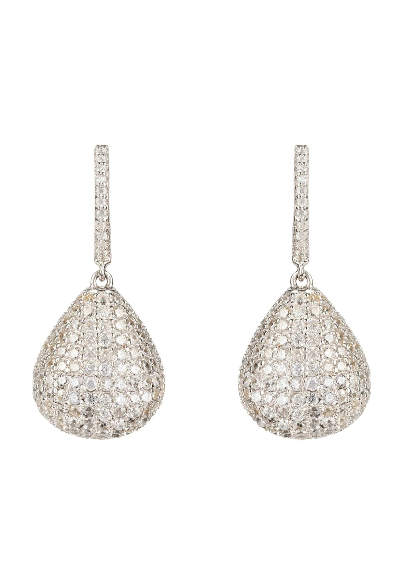 Valerie Pear Drop Gemstone Earrings Silver White Cz