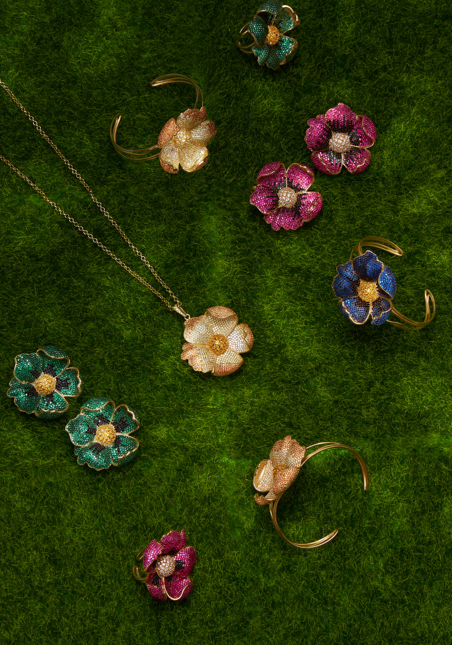 Poppy Flower Red Ring Gold